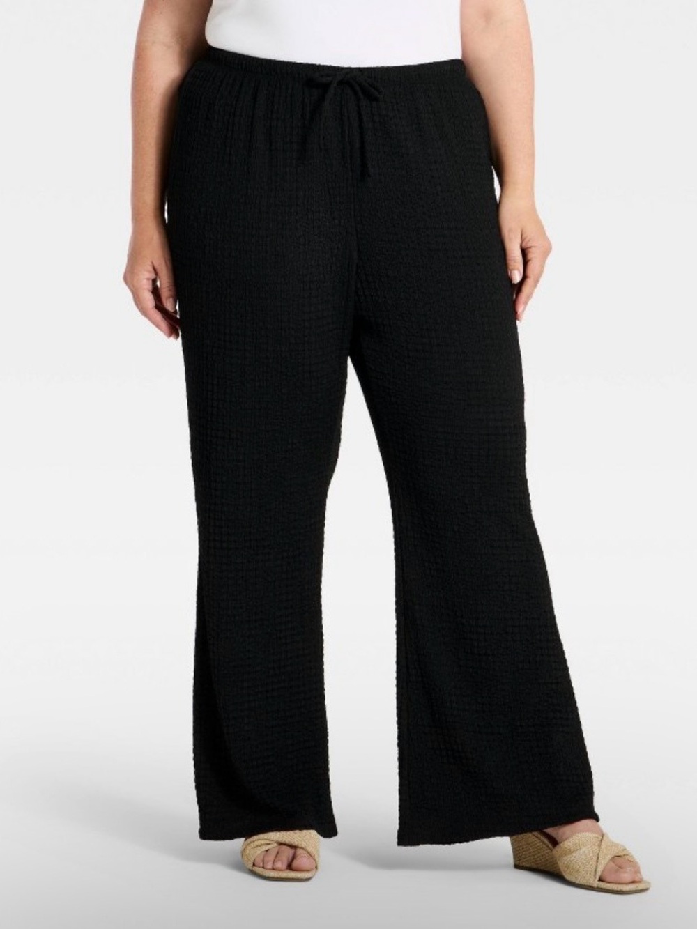 a new day Black Wide-Leg Knit Drawstring Pants